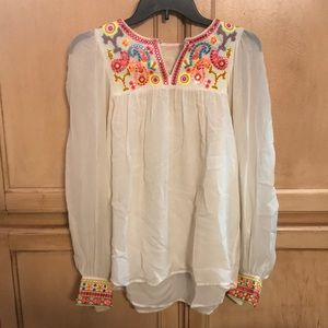 Bright colorfully patterned long-sleeve shirt